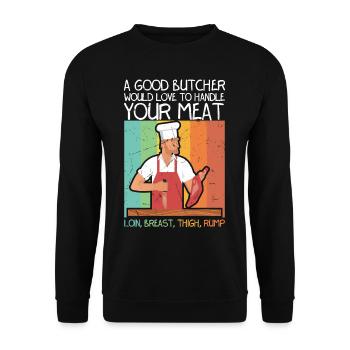 Butchery Always Fresh Meat Vintage Distressed - Unisex Sweatshirt - black - Front - Alina (178cm) & Michal (187cm)