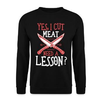 A Good Butcher Would Love To Handle Your Meat - Unisex Sweatshirt - black - Front - Alina (178cm) & Michal (187cm)