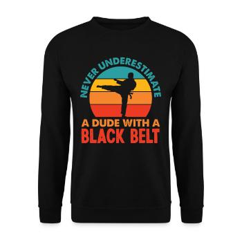 Retro Karate Black Belt Gift - Unisex Sweatshirt - black - Front - Alina (178cm) & Michal (187cm)