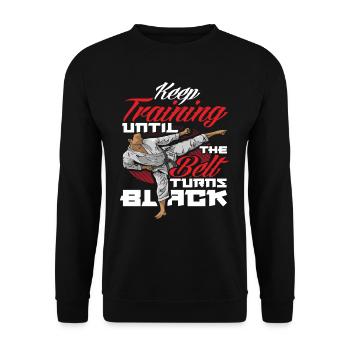 Karate Kampfsport Training - Unisex Pullover - Schwarz - Vorne - Alina (178cm) & Michal (187cm)