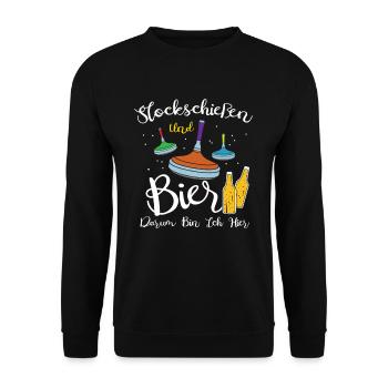 Stockschießen und Bier - Unisex Pullover - Schwarz - Vorne - Alina (178cm) & Michal (187cm)