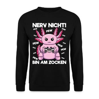 Nerve not am at gaming Gaming Axolotl - Unisex Sweatshirt - black - Front - Alina (178cm) & Michal (187cm)