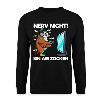 Nerve not am at gaming gaming owl - Unisex Sweatshirt - black - Front - Alina (178cm) & Michal (187cm)