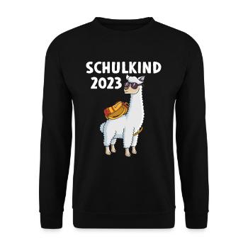 Schoolchild 2023 Lama Start of school Alpaca - Unisex Sweatshirt - black - Front - Alina (178cm) & Michal (187cm)