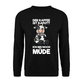 The coffee is broken I'm still tired cow - Unisex Sweatshirt - black - Front - Alina (178cm) & Michal (187cm)