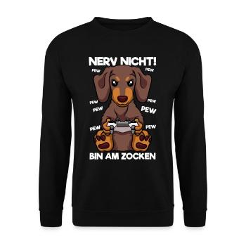 Nerf pas je suis au jeu Gaming Dachshund chien - Sweat-shirt Unisexe - noir - Devant - Alina (178cm) & Michal (187cm)