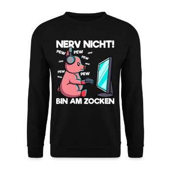 Nerf pas je suis au cochon de jeu de jeu - Sweat-shirt Unisexe - noir - Devant - Alina (178cm) & Michal (187cm)