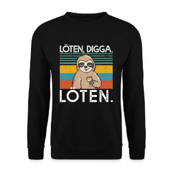 Soldering Digga Soldering Wine Drinker Wine Sloth - Unisex Sweatshirt - black - Front - Alina (178cm) & Michal (187cm)
