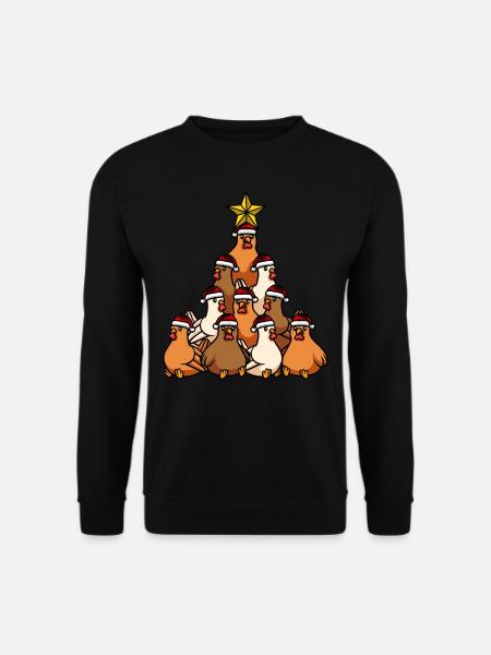 Hühner Weihnachtsbaum - Unisex Pullover - Schwarz
