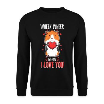 Wheek wheek signifie que je t’aime - Sweat-shirt Unisexe - noir - Devant - Alina (178cm) & Michal (187cm)