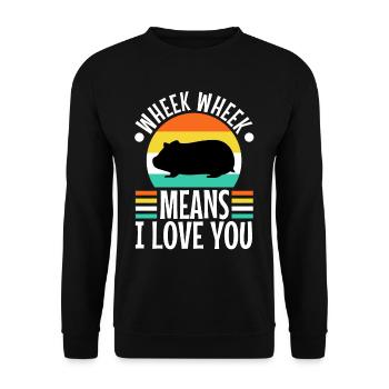 Wheek wheek signifie que je t’aime - Sweat-shirt Unisexe - noir - Devant - Alina (178cm) & Michal (187cm)