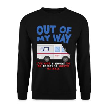 Postbeamte Briefzusteller Paketzusteller - Unisex Pullover - Schwarz - Vorne - Alina (178cm) & Michal (187cm)