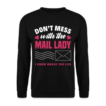 Postbeamtin Frau Beruf Geschenk - Unisex Pullover - Schwarz - Vorne - Alina (178cm) & Michal (187cm)