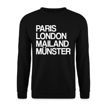 Münster Paris London Milan I love Münsterland - Unisex Sweatshirt - black - Front - Alina (178cm) & Michal (187cm)