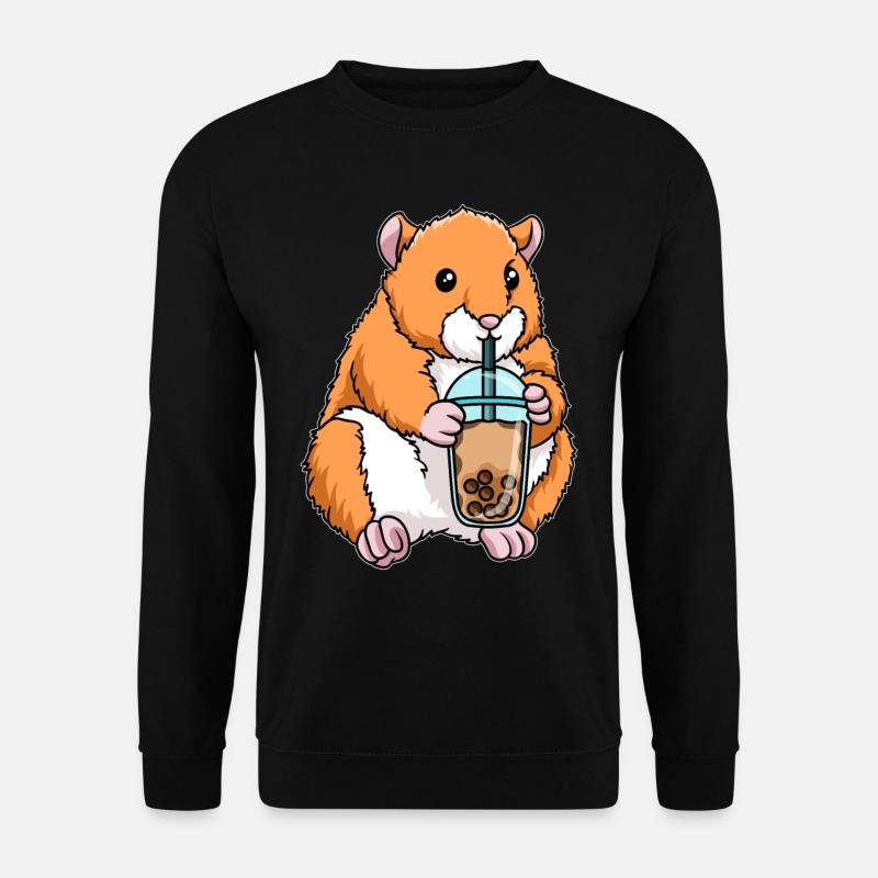 Hamster trinkt Bubble Tea - Unisex Pullover - Schwarz