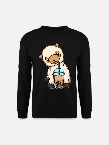 Kawaii Bubble Tea Lama - Unisex Sweatshirt - black