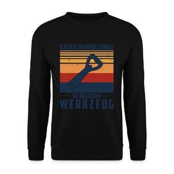 Je vais voir mes garçons, ils ont besoin de bière à outils - Sweat-shirt Unisexe - noir - Devant - Alina (178cm) & Michal (187cm)