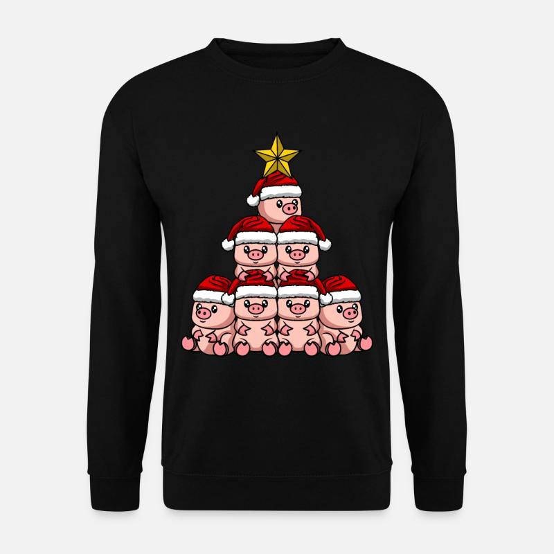Schwein Weihnachtsbaum - Unisex Pullover - Schwarz
