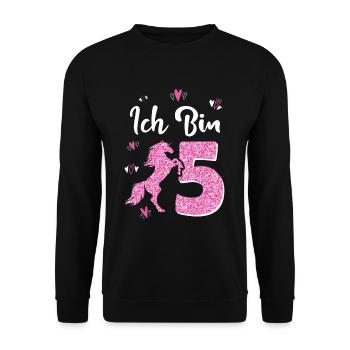 Birthday Girl 5 Years Horse Princess - Unisex Sweatshirt - black - Front - Alina (178cm) & Michal (187cm)