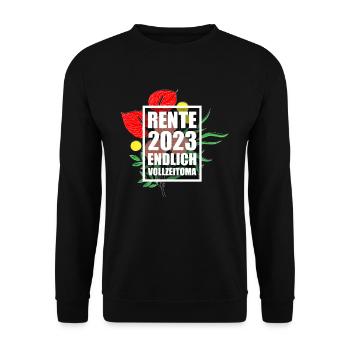 Rente 2023 endlich Vollzeit Oma - Unisex Pullover - Schwarz - Vorne - Alina (178cm) & Michal (187cm)