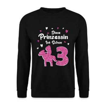 Geburtstag 3 Jahre Pferd Prinzessin - Unisex Pullover - Schwarz - Vorne - Alina (178cm) & Michal (187cm)