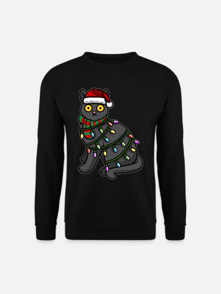 Sort kat med julekasket - Unisex sweater - sort