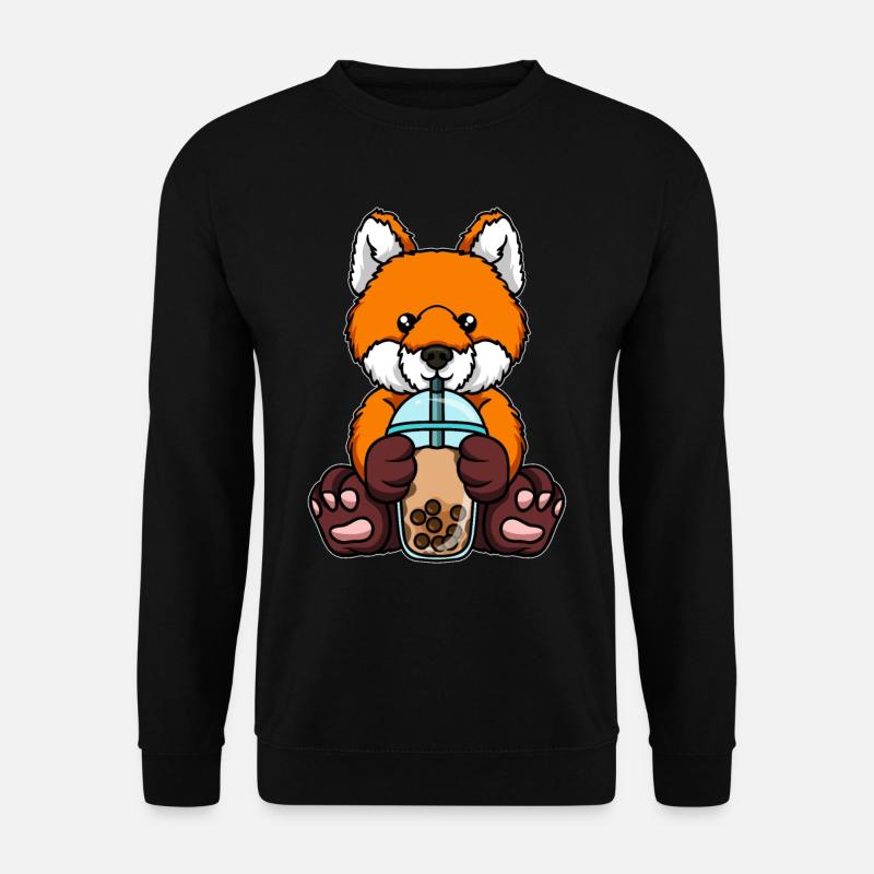 Kawaii Bubble Tea Fox - Unisex Sweatshirt - black