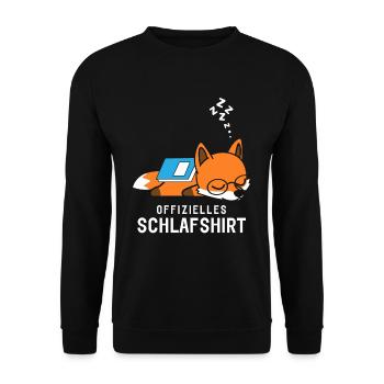 Offizielles Schlafshirt Schlafanzug Fuchs mit Buch - Unisex Pullover - Schwarz - Vorne - Alina (178cm) & Michal (187cm)