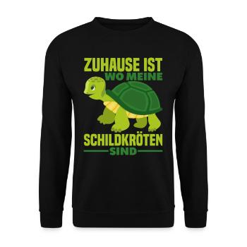 Schildkröte Spruch Haustier - Unisex Pullover - Schwarz - Vorne - Alina (178cm) & Michal (187cm)