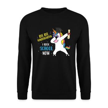 Bye Bye Kindergarten I Rock School Now Unicorn - Unisex Sweatshirt - black - Front - Alina (178cm) & Michal (187cm)
