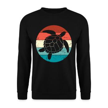 Retro Turtle - Unisex Sweatshirt - black - Front - Alina (178cm) & Michal (187cm)