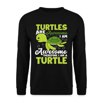 Schildkröte Lustiger Schildkröten Spruch - Unisex Pullover - Schwarz - Vorne - Alina (178cm) & Michal (187cm)