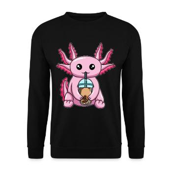 Kawaii Bubble Tea Axolotl - Unisex Sweatshirt - black - Front - Alina (178cm) & Michal (187cm)