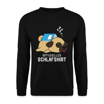 Official Sleeping Shirt Pyjamas Pug Dog Book - Unisex Sweatshirt - black - Front - Alina (178cm) & Michal (187cm)