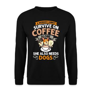 Cafetière Chien Machine Puppy Cup Grains - Sweat-shirt Unisexe - noir - Devant - Alina (178cm) & Michal (187cm)