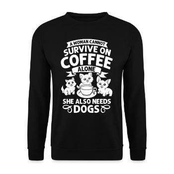 Cafetière Chien Machine Puppy Cup Grains - Sweat-shirt Unisexe - noir - Devant - Alina (178cm) & Michal (187cm)