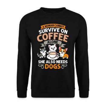 Cafetière Chien Machine Puppy Cup Grains - Sweat-shirt Unisexe - noir - Devant - Alina (178cm) & Michal (187cm)