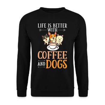 Cafetière Chien Machine Puppy Cup Grains - Sweat-shirt Unisexe - noir - Devant - Alina (178cm) & Michal (187cm)