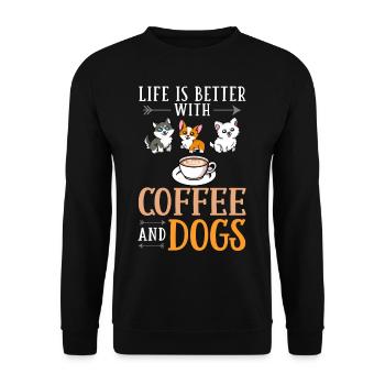 Cafetière Chien Machine Puppy Cup Grains - Sweat-shirt Unisexe - noir - Devant - Alina (178cm) & Michal (187cm)