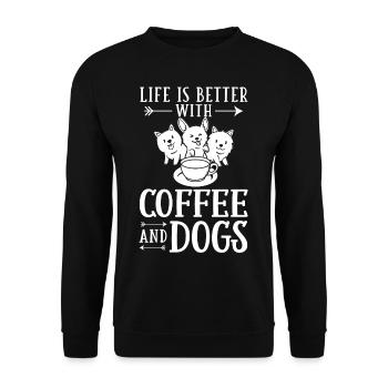 Cafetière Chien Machine Puppy Cup Grains - Sweat-shirt Unisexe - noir - Devant - Alina (178cm) & Michal (187cm)