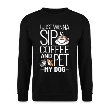 Cafetière Chien Machine Puppy Cup Grains - Sweat-shirt Unisexe - noir - Devant - Alina (178cm) & Michal (187cm)
