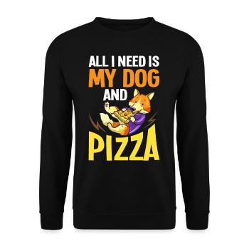 Pizza Hund Essen Pizzeria Italienisch Welpen - Unisex Pullover - Schwarz - Vorne - Alina (178cm) & Michal (187cm)