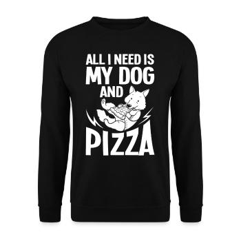 Pizza Hund Essen Pizzeria Italienisch Welpen - Unisex Pullover - Schwarz - Vorne - Alina (178cm) & Michal (187cm)