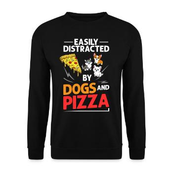 Pizza Hund Essen Pizzeria Italienisch Welpen - Unisex Pullover - Schwarz - Vorne - Alina (178cm) & Michal (187cm)