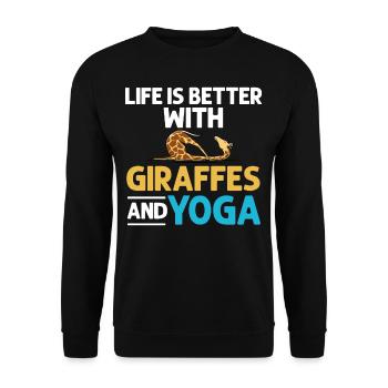 Giraffe Yoga Anfänger Workout Posen Zitate - Unisex Pullover - Schwarz - Vorne - Alina (178cm) & Michal (187cm)