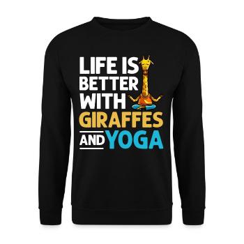 Giraffe Yoga Anfänger Workout Posen Zitate - Unisex Pullover - Schwarz - Vorne - Alina (178cm) & Michal (187cm)