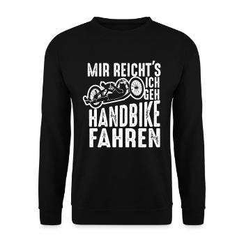 Mir Reichts Ich Geh Handbike Fahren - Unisex Pullover - Schwarz - Vorne - Alina (178cm) & Michal (187cm)