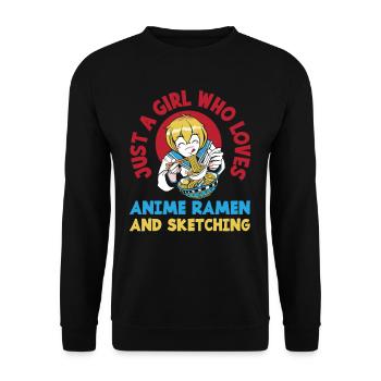 Girl Anime Ramen Drawing Gift - Unisex Sweatshirt - black - Front - Alina (178cm) & Michal (187cm)