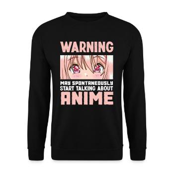Warning Anime Hobby Passion Gift - Unisex Sweatshirt - black - Front - Alina (178cm) & Michal (187cm)