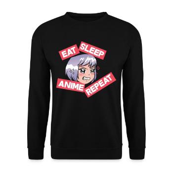 Eating Sleep Anime - Unisex Sweatshirt - black - Front - Alina (178cm) & Michal (187cm)